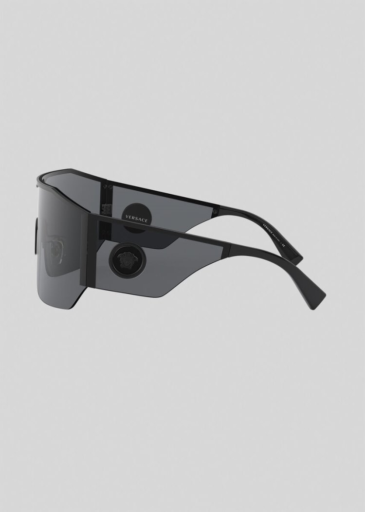 Versace Black Medusa Halo Shield γυαλια ηλιου γυναικεια μαυρα | MDI1R0A