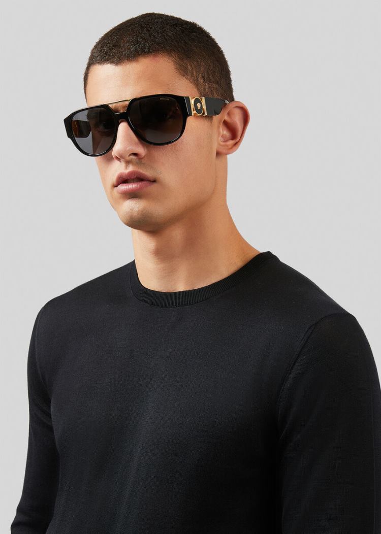 Versace Black Medusa Medallion Pilot γυαλια ηλιου ανδρικα μαυρα | T3FI2US