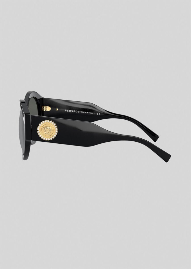 Versace Black Round Medusa Crystal γυαλια ηλιου γυναικεια μαυρα | 0U5L41G