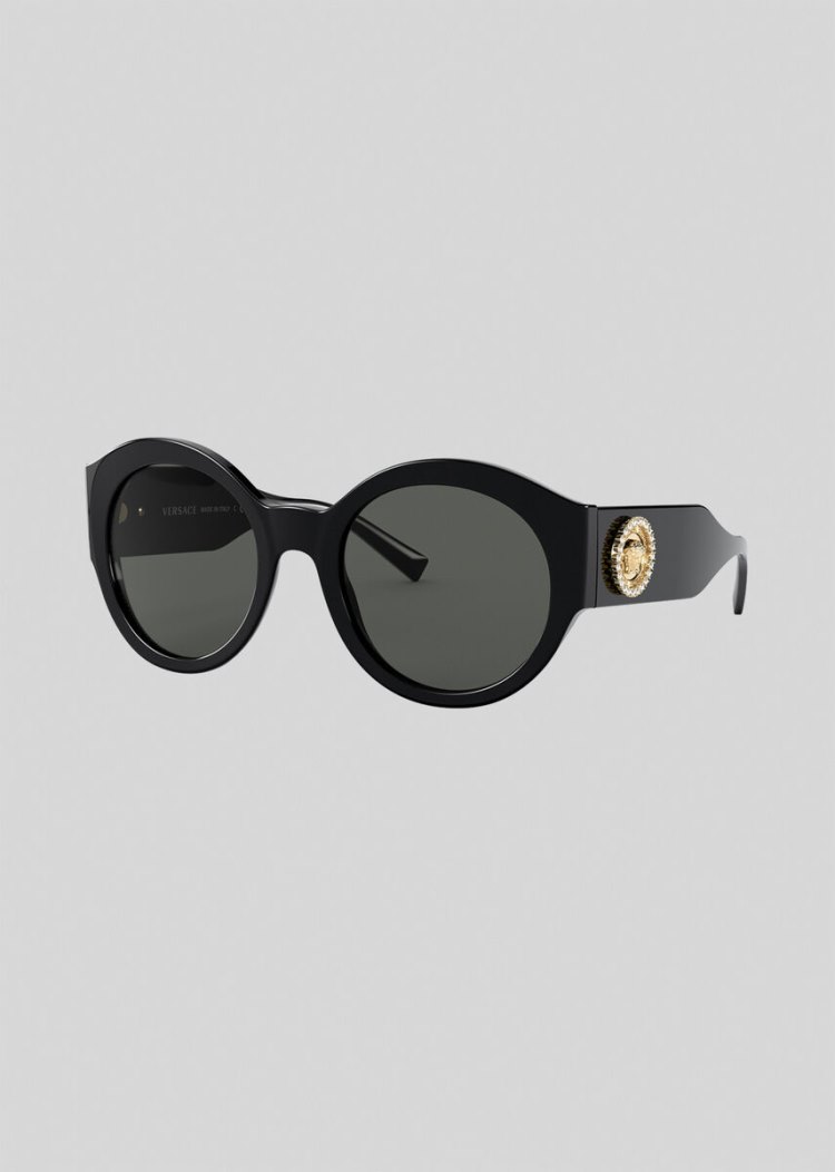 Versace Black Round Medusa Crystal γυαλια ηλιου γυναικεια μαυρα | 0U5L41G