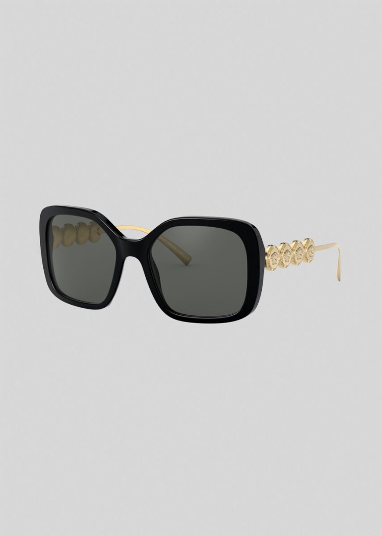 Versace Black Signature Medusa Square γυαλια ηλιου γυναικεια μαυρα χρυσο χρωμα | WRHLN44