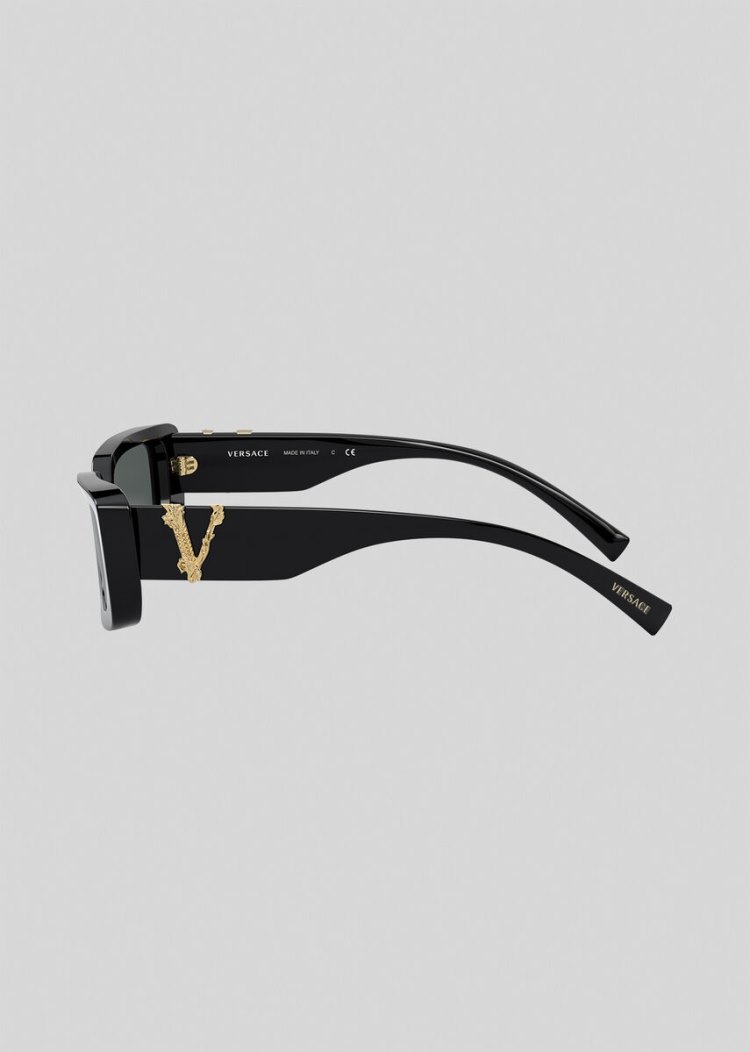 Versace Black Virtus Rectangular γυαλια ηλιου γυναικεια μαυρα | KFU2NNE