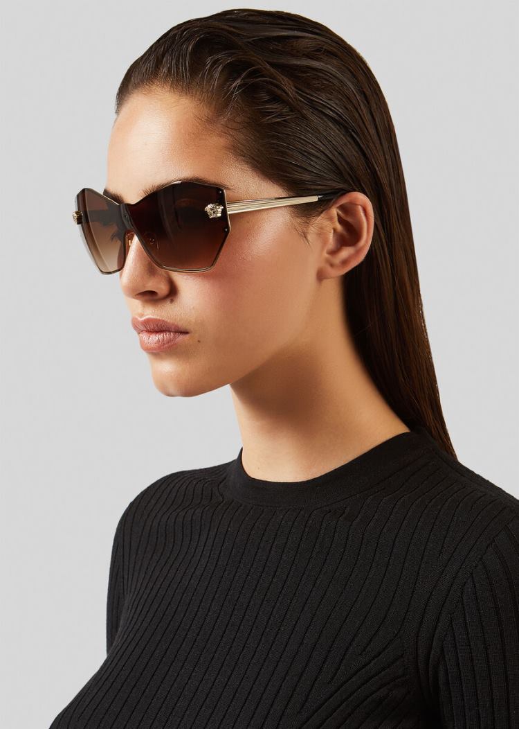 Versace Brown Glam Medusa Shield γυαλια ηλιου γυναικεια καφε | VDY58P4