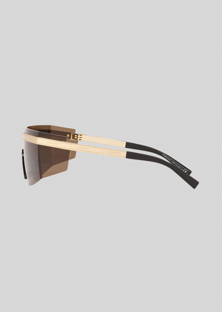 Versace Brown Logomania Visor γυαλια ηλιου ανδρικα καφε | DSS5CUC