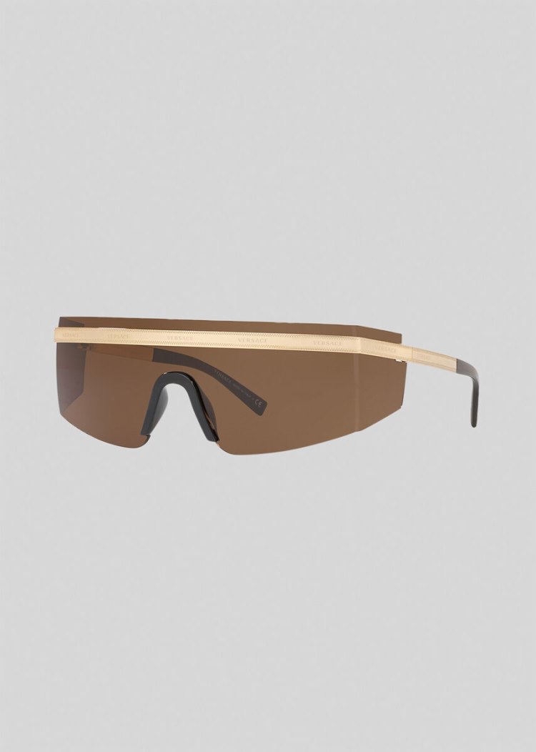 Versace Brown Logomania Visor γυαλια ηλιου ανδρικα καφε | DSS5CUC