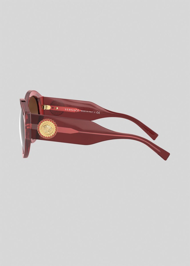 Versace Burgundy Round Medusa Crystal γυαλια ηλιου γυναικεια μπορντο | 74LGHAD