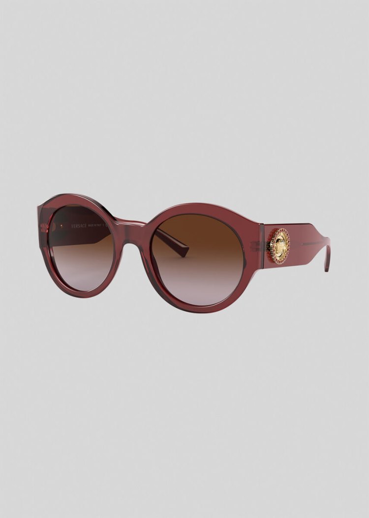 Versace Burgundy Round Medusa Crystal γυαλια ηλιου γυναικεια μπορντο | 74LGHAD