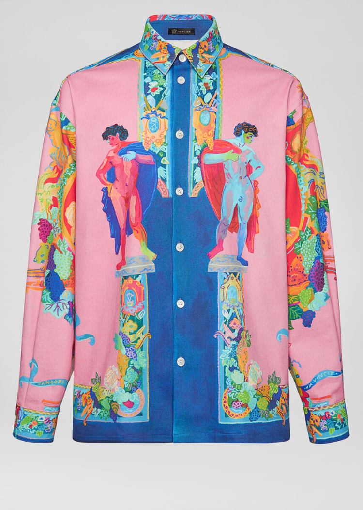 Versace Caravaggio Print Denim Shirt πουκαμισα ανδρικα Πολύχρωμο | 9QEXT2Y