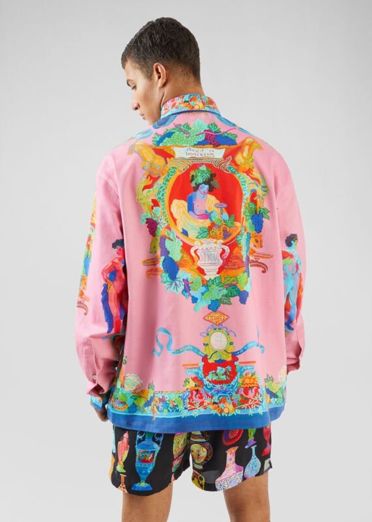 Versace Caravaggio Print Denim Shirt πουκαμισα ανδρικα Πολύχρωμο | IQHQL0N