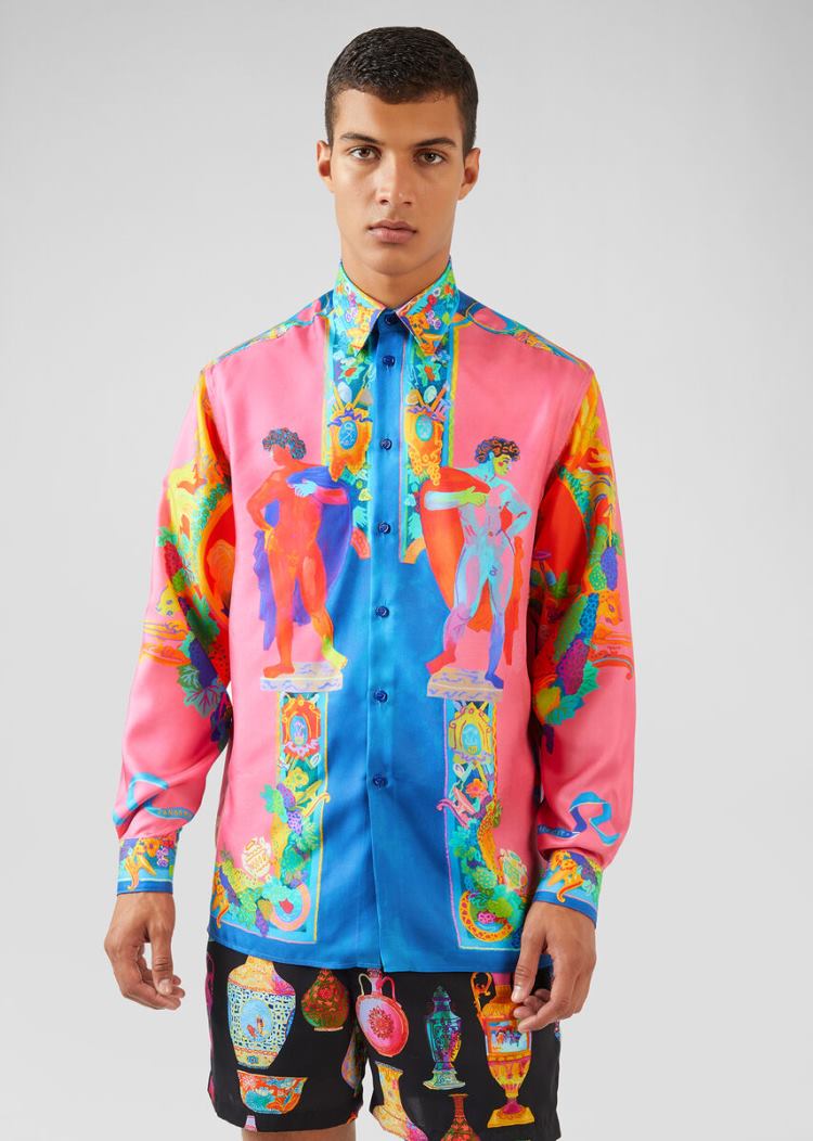 Versace Caravaggio Print Silk Shirt πουκαμισα ανδρικα Πολύχρωμο | YL51RU3