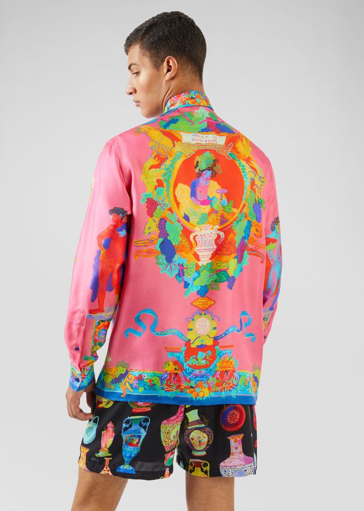 Versace Caravaggio Print Silk Shirt πουκαμισα ανδρικα Πολύχρωμο | YL51RU3