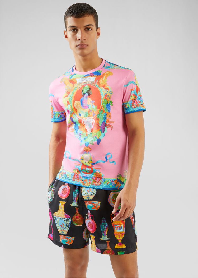 Versace Caravaggio Print T Shirt μπλουζακια ανδρικα Πολύχρωμο | 8DY4C76