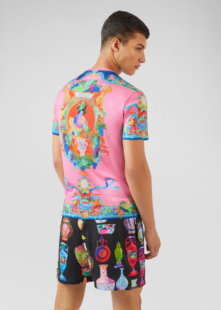 Versace Caravaggio Print T Shirt μπλουζακια ανδρικα Πολύχρωμο | 8DY4C76