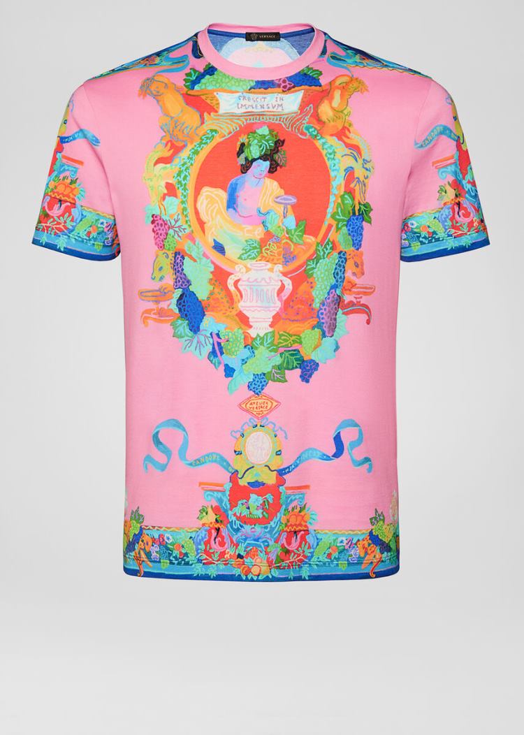 Versace Caravaggio Print T Shirt μπλουζακια ανδρικα Πολύχρωμο | 8DY4C76