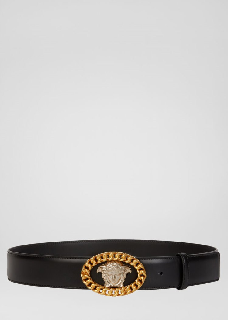 Versace Chained Medusa Belt ζωνη ανδρικα μαυρα | 87HXFLN