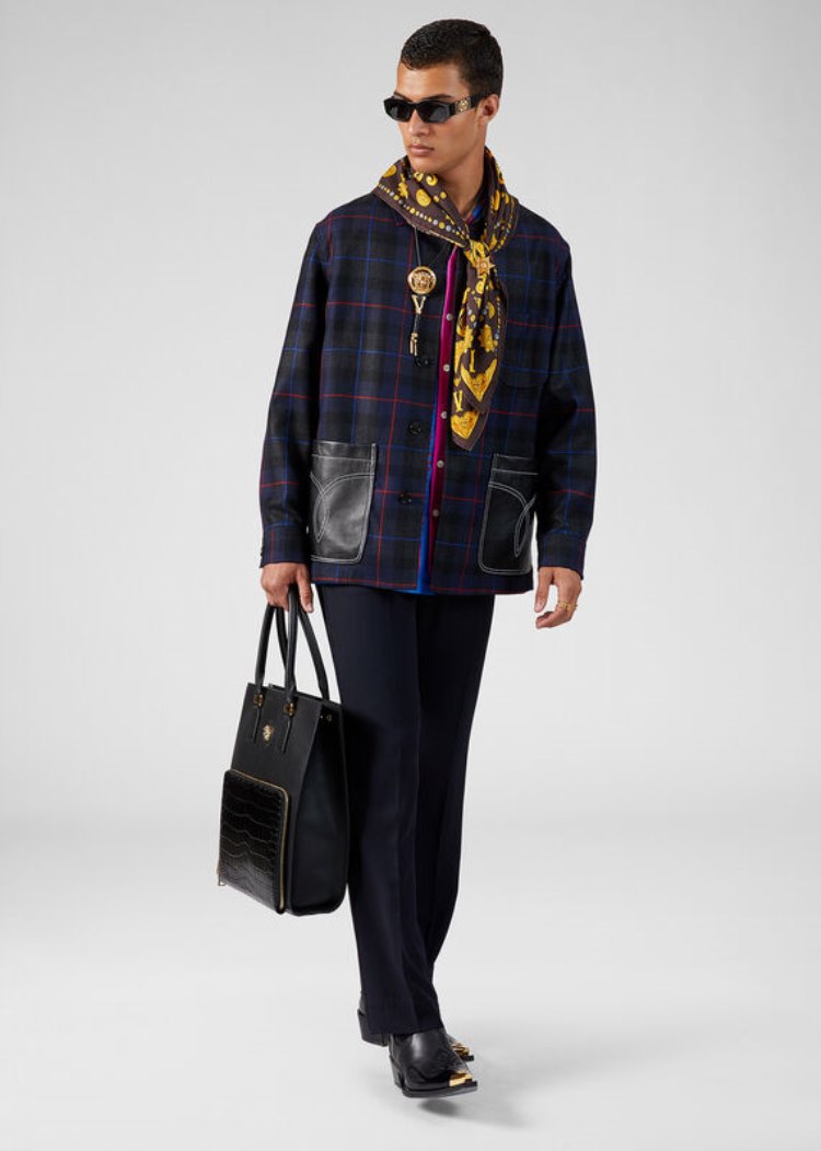 Versace Checked Wool Jacket μπουφαν ανδρικα Πολύχρωμο | 4S8UDT7