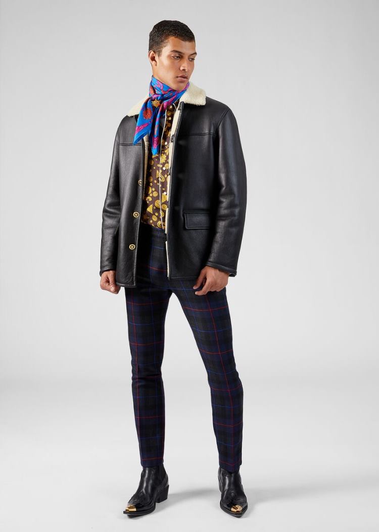 Versace Checked Wool Trousers παντελόνι ανδρικα Πολύχρωμο | 1FOAPYJ