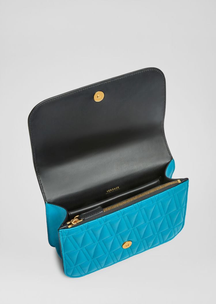 Versace Checkered Tweed Virtus Shoulder Bag Virtus Bag γυναικεια Πολύχρωμο | RH07LK8