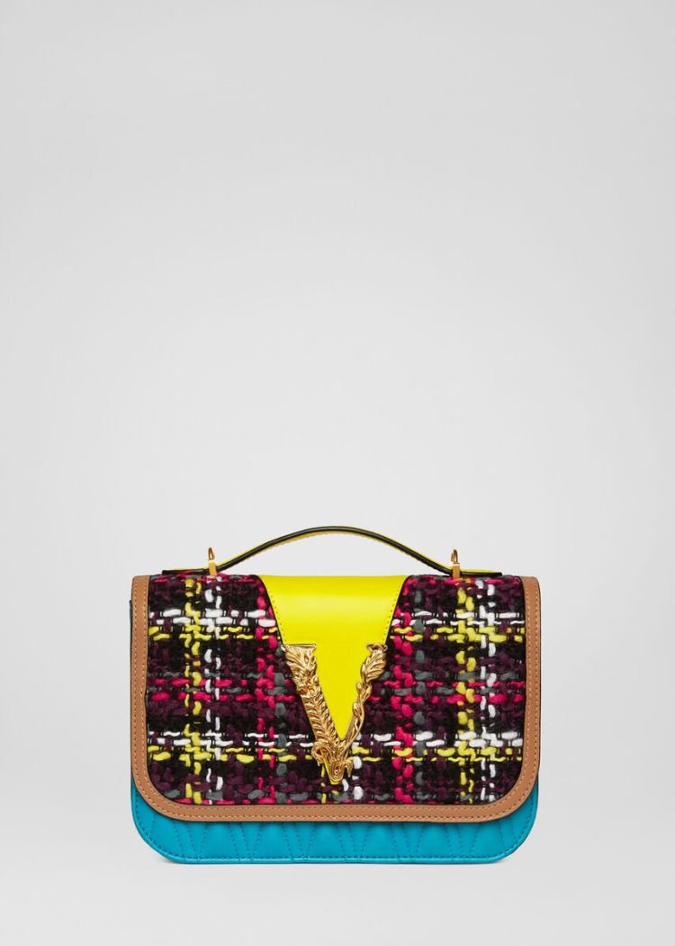 Versace Checkered Tweed Virtus Shoulder Bag τσάντεσ ώμου γυναικεια Πολύχρωμο | X1F3QFR
