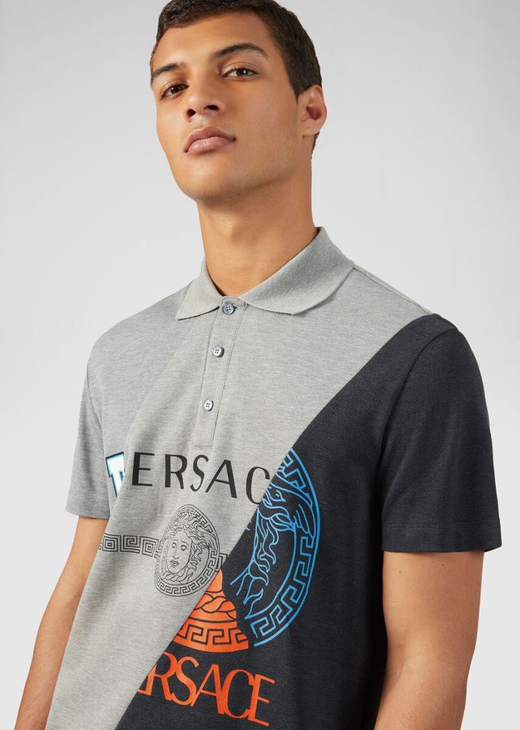 Versace Compilation Polo Shirt μπλουζακια πολο ανδρικα γκρι | MVBDM8J