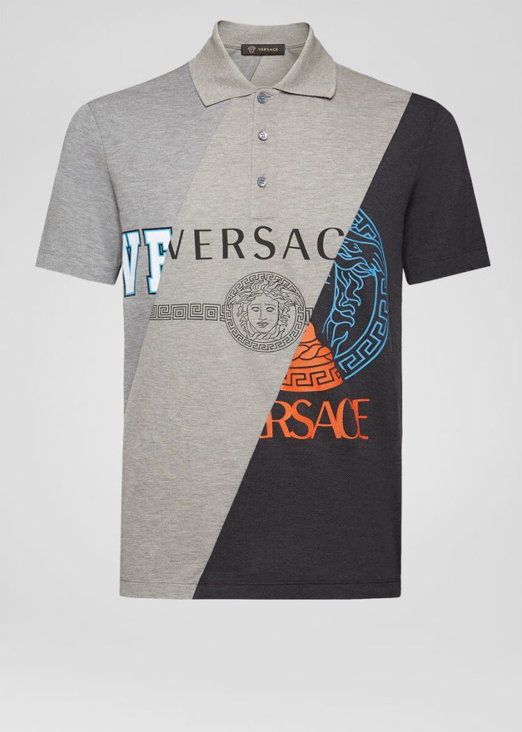 Versace Compilation Polo Shirt μπλουζακια πολο ανδρικα γκρι | MVBDM8J
