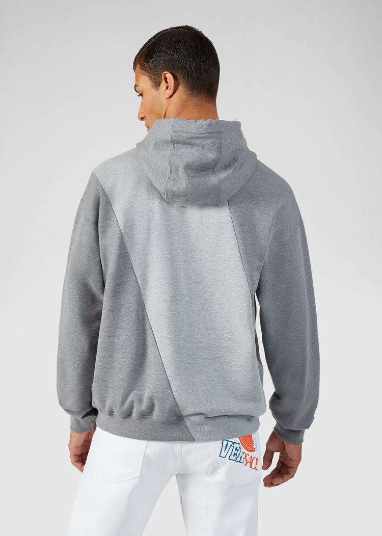 Versace Compilation Print Hoodie φουτερ με κουκουλα ανδρικα γκρι | 9UEDCJ5