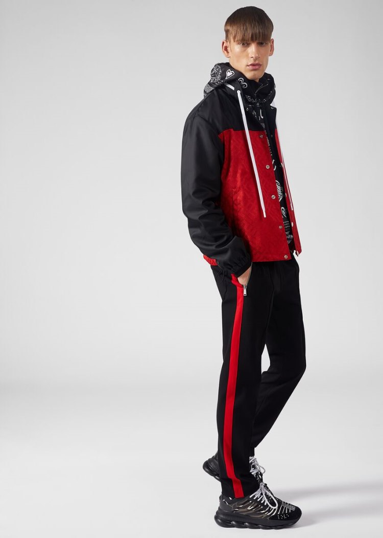 Versace Contrast Stripe Trousers παντελόνι ανδρικα μαυρα | I43C1HE