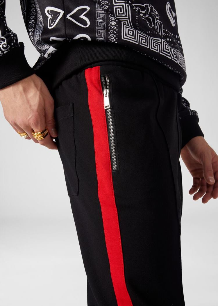 Versace Contrast Stripe Trousers παντελόνι ανδρικα μαυρα | I43C1HE
