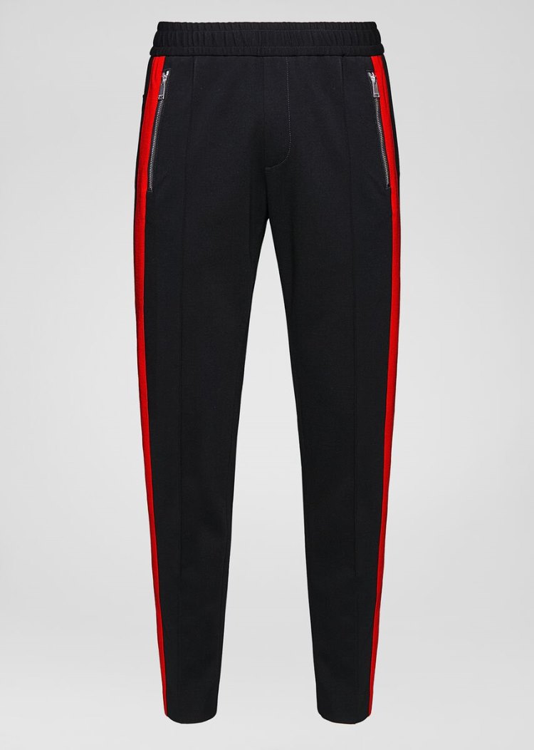 Versace Contrast Stripe Trousers παντελόνι ανδρικα μαυρα | I43C1HE
