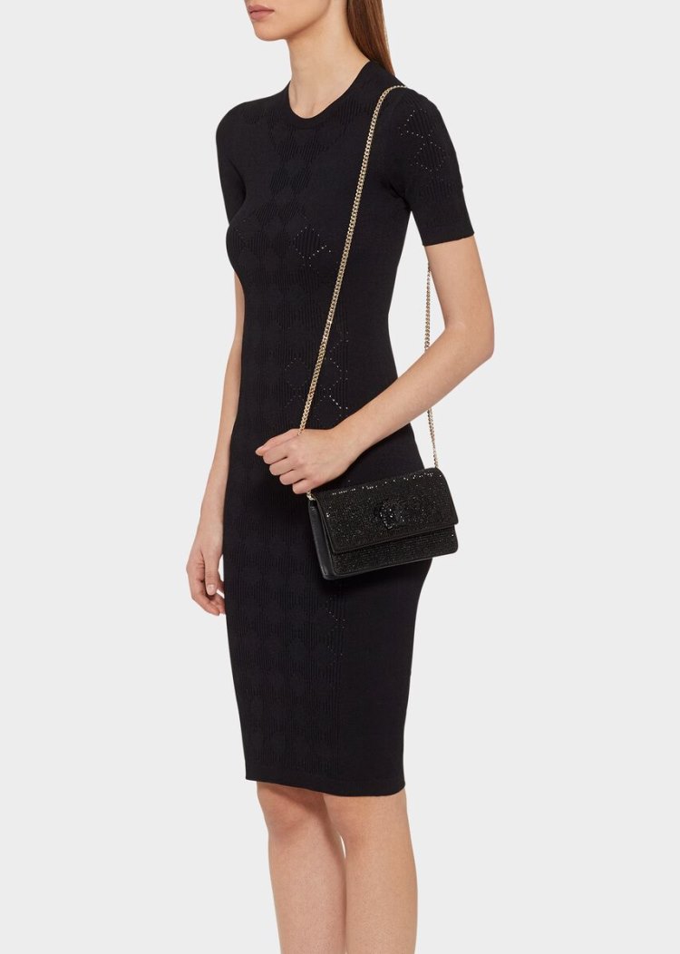 Versace Crystal Palazzo Evening Bag Evening Bags γυναικεια μαυρα | UE0JHSU