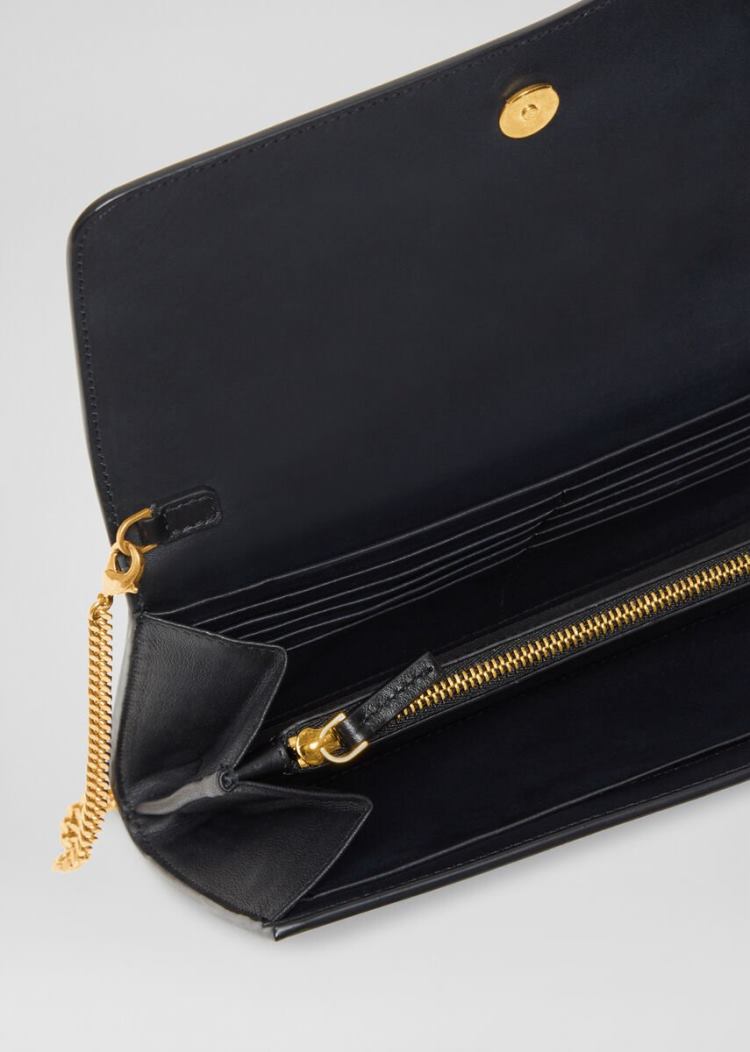 Versace Crystal Virtus Chain Wallet πορτοφολια γυναικεια μαυρα | EWWAEBR