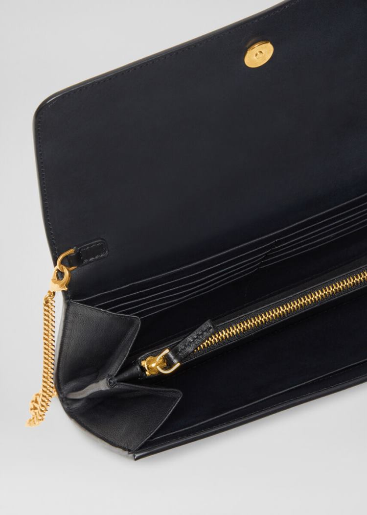 Versace Crystal Virtus Chain Wallet πορτοφολια γυναικεια μαυρα | JCTO7PH