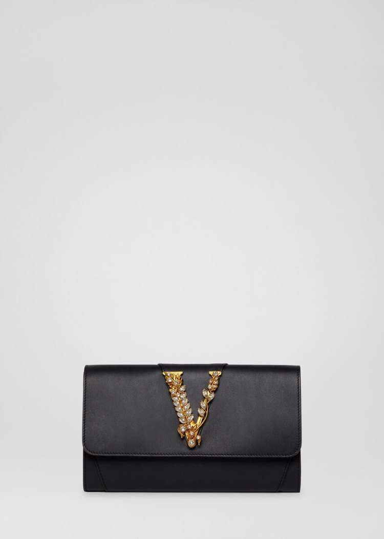 Versace Crystal Virtus Chain Wallet πορτοφολια γυναικεια μαυρα | JCTO7PH