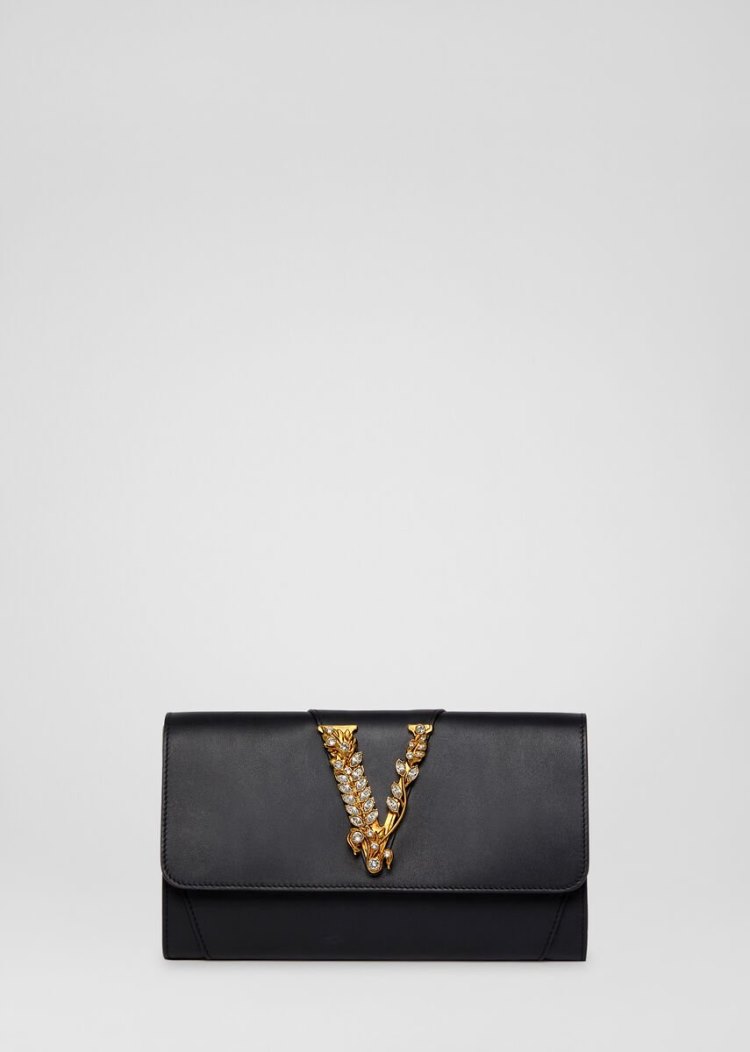 Versace Crystal Virtus Chain πορτοφολια γυναικεια μαυρα | J0ED7V4
