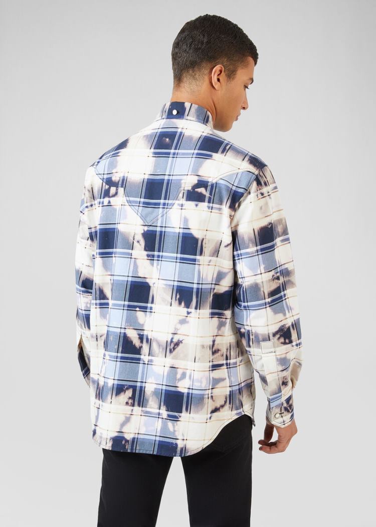 Versace Denim Accent Tartan Shirt πουκαμισα ανδρικα Πολύχρωμο | Z4JPPKM