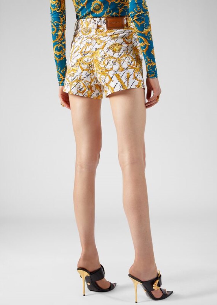 Versace Denim Barocco Signature Print Denim Shorts σορτσ γυναικεια Πολύχρωμο | 6PEE6G8