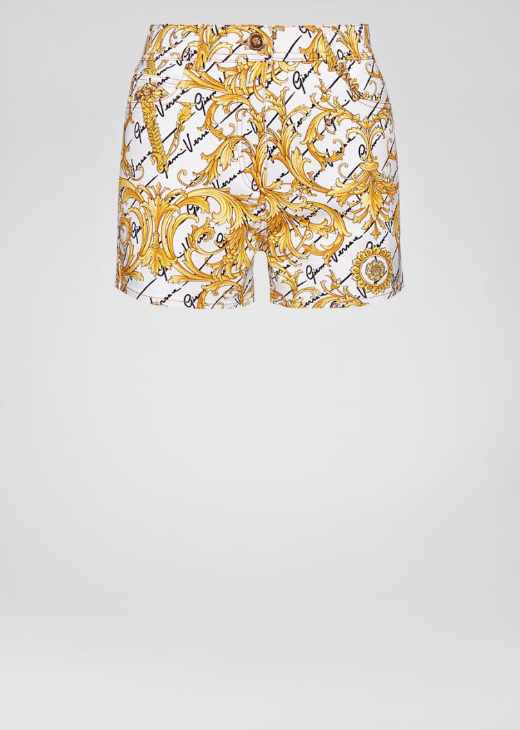 Versace Denim Barocco Signature Print Denim Shorts σορτσ γυναικεια Πολύχρωμο | 6PEE6G8