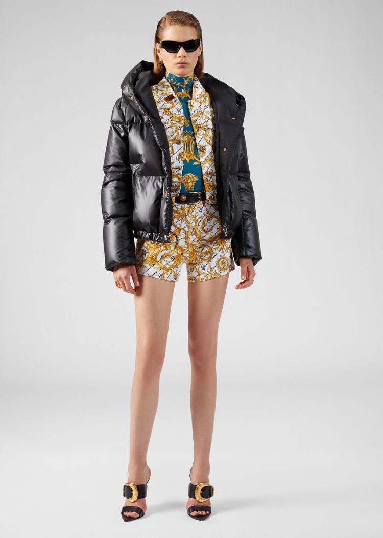 Versace Denim Barocco Signature Print Denim Jacket μπουφαν γυναικεια Πολύχρωμο | RHGIQTH