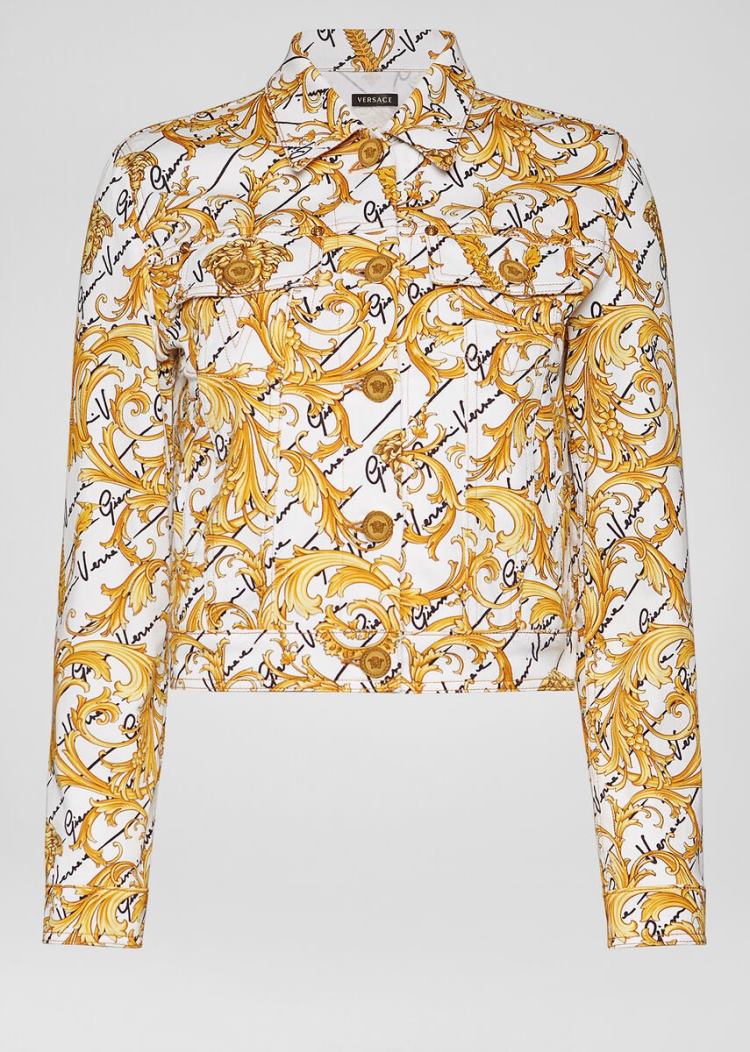 Versace Denim Barocco Signature Print Denim Jacket μπουφαν γυναικεια Πολύχρωμο | RHGIQTH