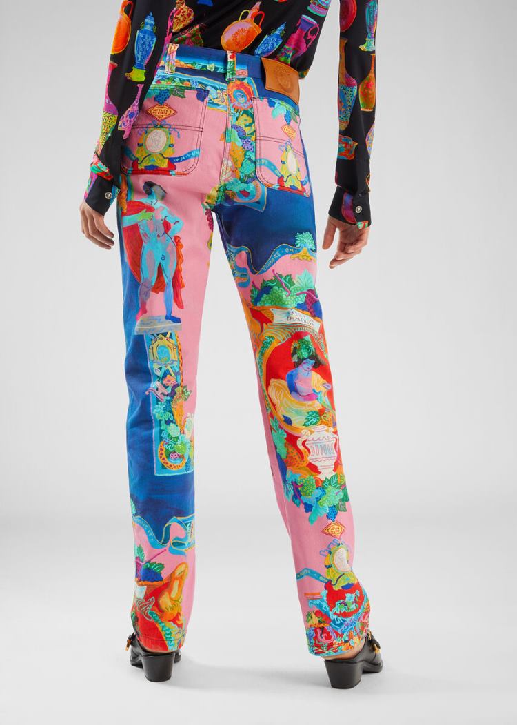Versace Denim Caravaggio Print Jeans τζιν παντελονι γυναικεια Πολύχρωμο | 3Z40VPW