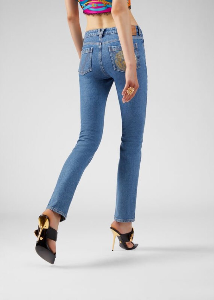 Versace Denim Medusa Jeans τζιν παντελονι γυναικεια ανοιχτο μπλε | 1I7LDYQ