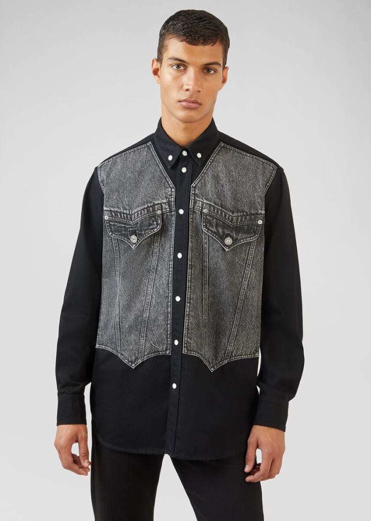 Versace Denim Shirt πουκαμισα ανδρικα μαυρα | 1Q2GZF1