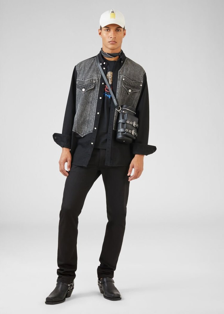 Versace Denim Shirt πουκαμισα ανδρικα μαυρα | 1Q2GZF1