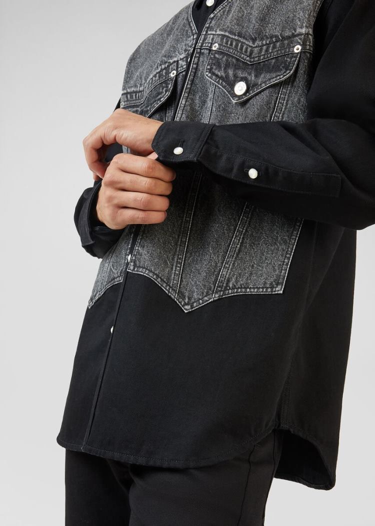 Versace Denim Shirt πουκαμισα ανδρικα μαυρα | 1Q2GZF1