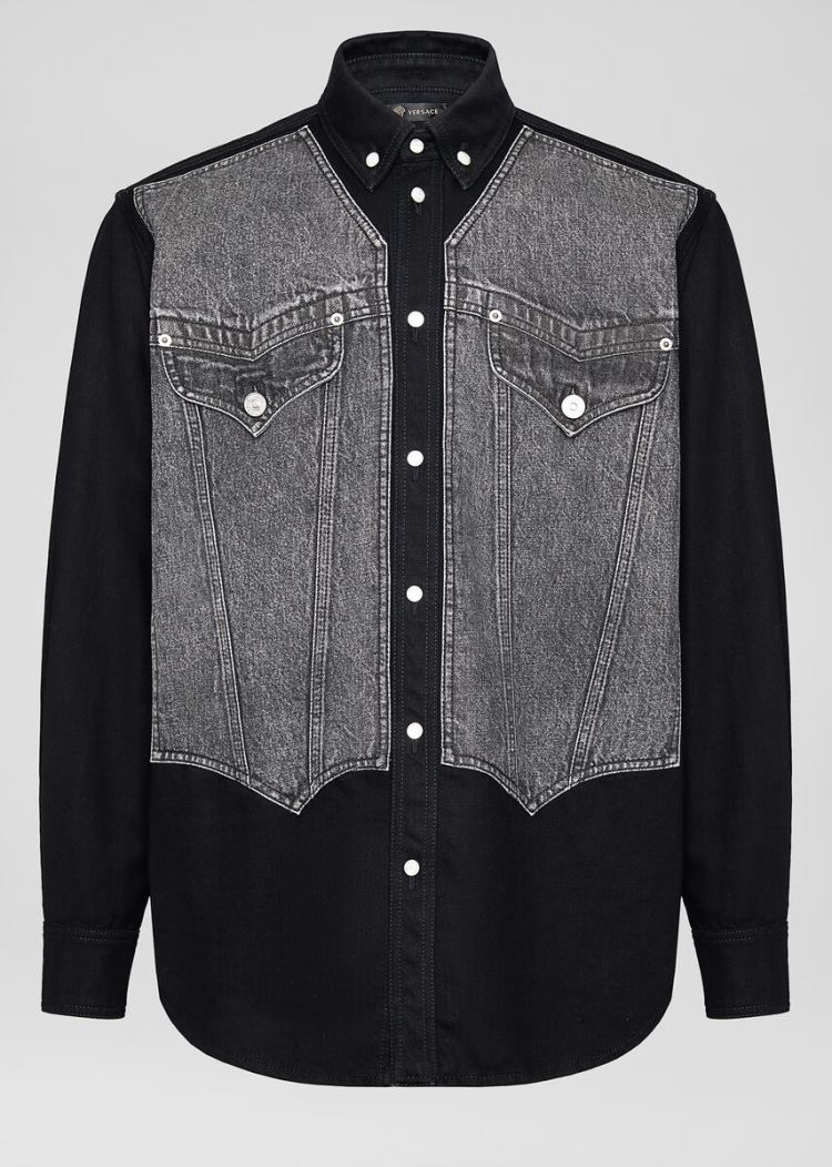 Versace Denim Shirt πουκαμισα ανδρικα μαυρα | AP9FCYU