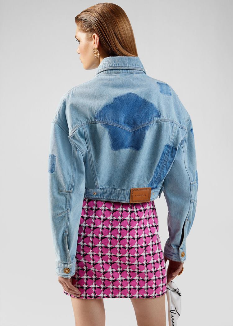 Versace Denim Signature Denim Jacket μπουφαν γυναικεια μπλε | AJOIFHN