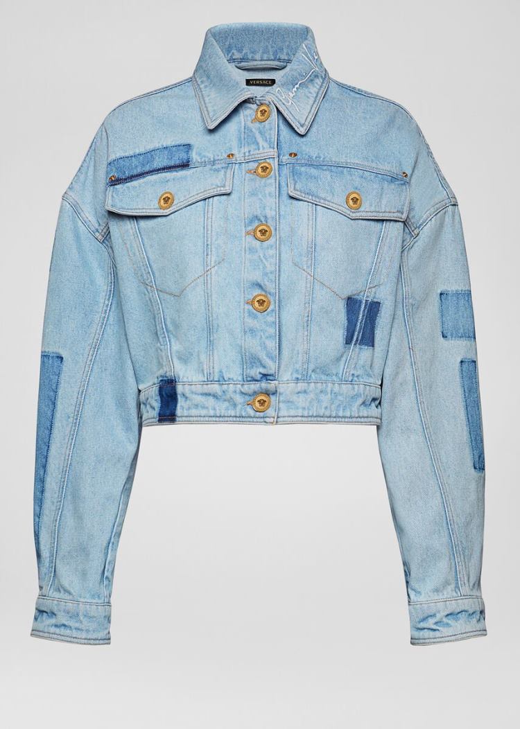 Versace Denim Signature Denim Jacket μπουφαν γυναικεια μπλε | AJOIFHN