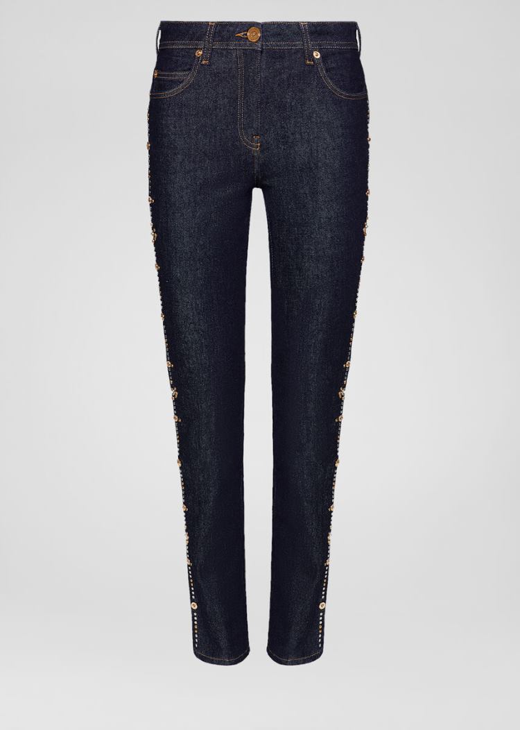 Versace Denim Studded Jeans τζιν παντελονι γυναικεια μπλε | EWJBV2R