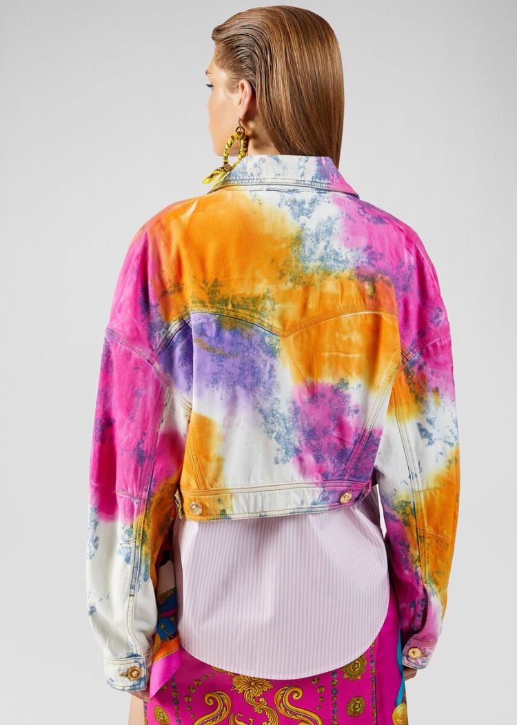 Versace Denim Tie-Dye Denim Jacket μπουφαν γυναικεια Πολύχρωμο | 0QSBRVF