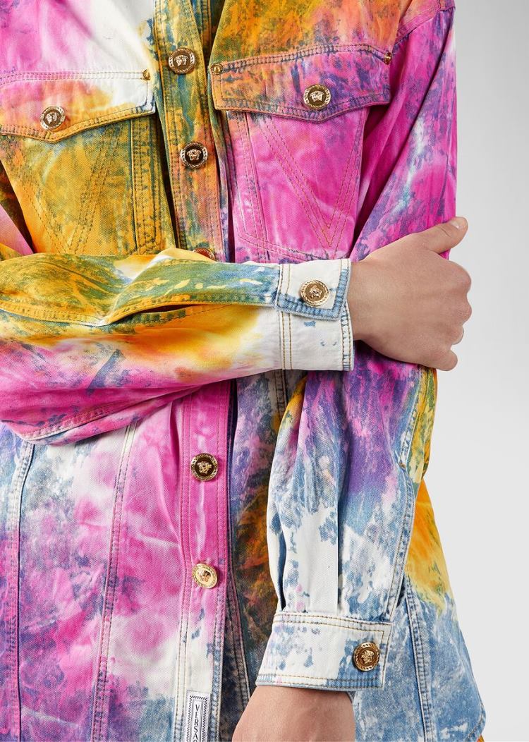 Versace Denim Tie-Dye Denim Shirt πουκαμισα γυναικεια Πολύχρωμο | ACFRT3C